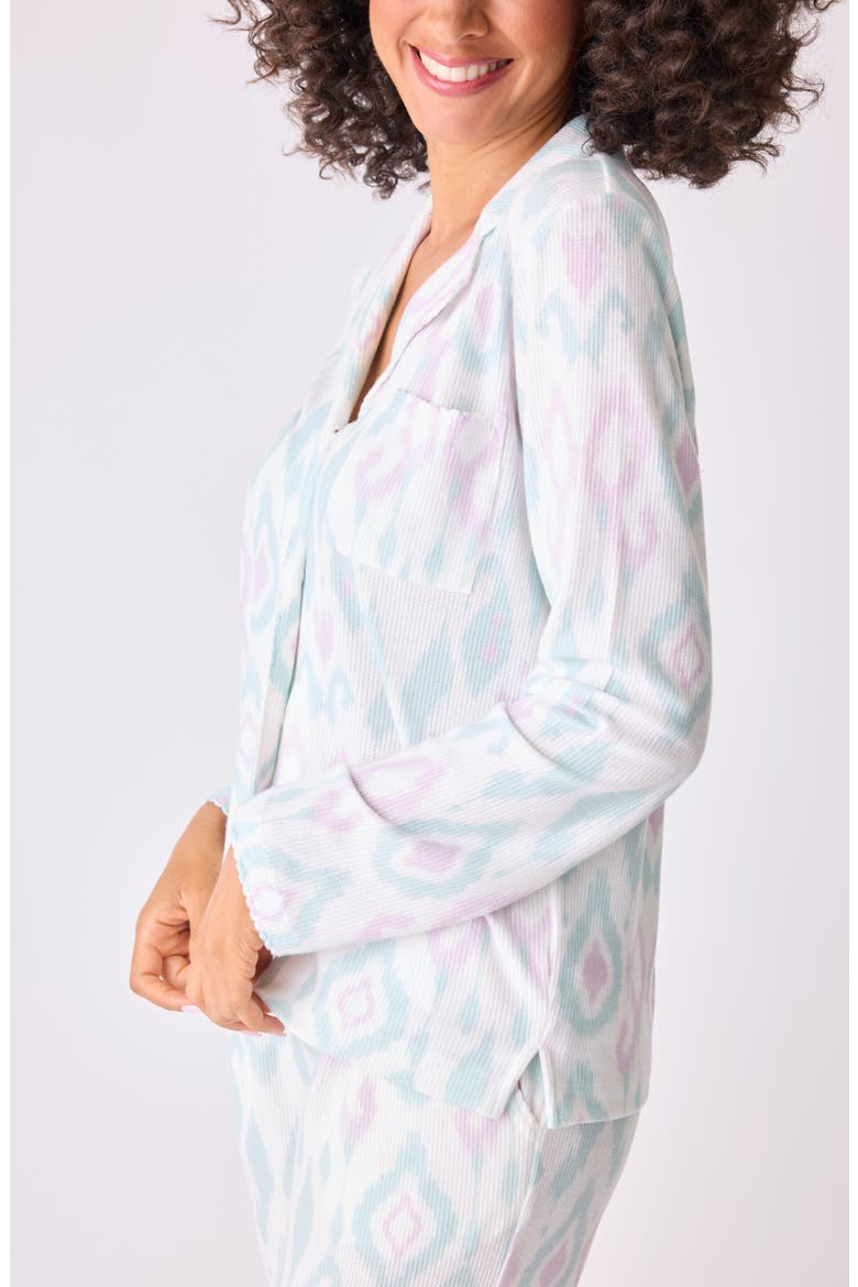Ikat Watercolor Print Pajamas, Alternate, color, SEAFOAM