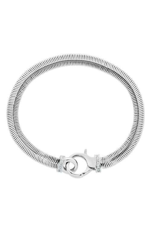 Sterling Forever Flat Snake Chain Bracelet In Metallic