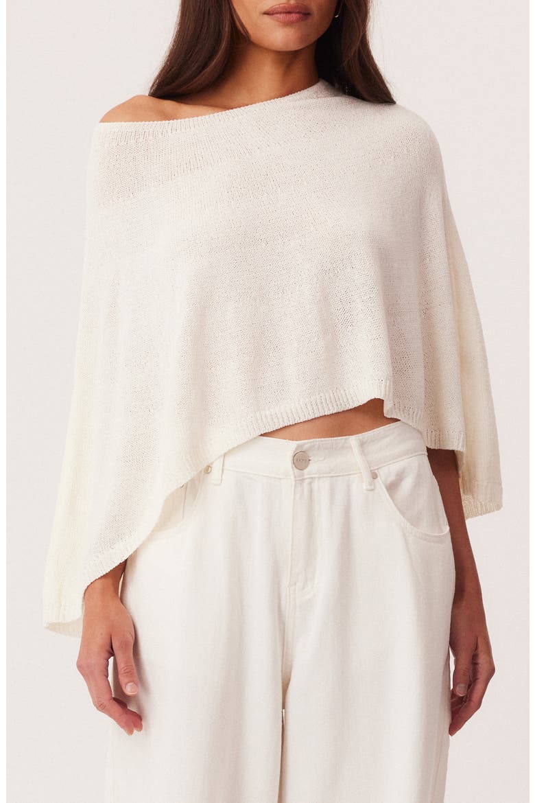 Misty Knit Off the Shoulder Poncho, Main, color, OFF WHITE
