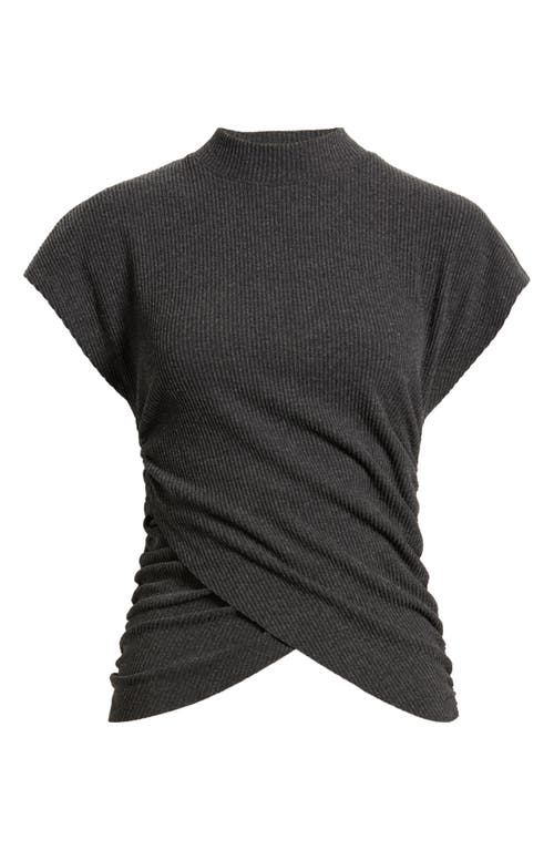 Nation Ltd Khloe Rib Top In Dark Charcoal Heather