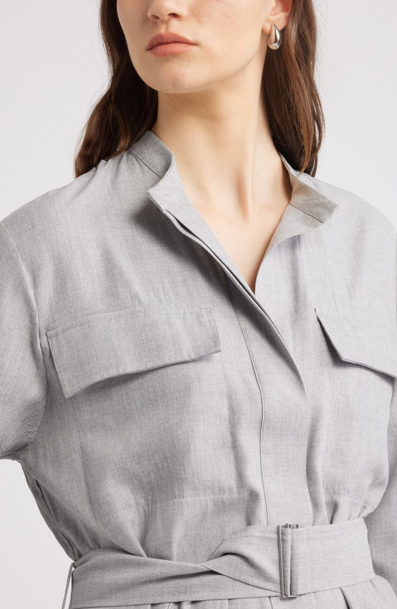 Nordstrom Belted Long Sleeve Shirtdress, Alternate, color, Light Grey Heather