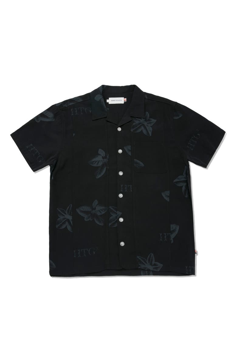 HONOR THE GIFT Tobacco Print Short Sleeve Camp Shirt, Main, color, 