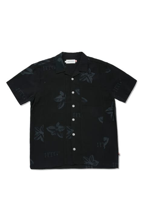 Tobacco Print Short Sleeve Camp Shirt