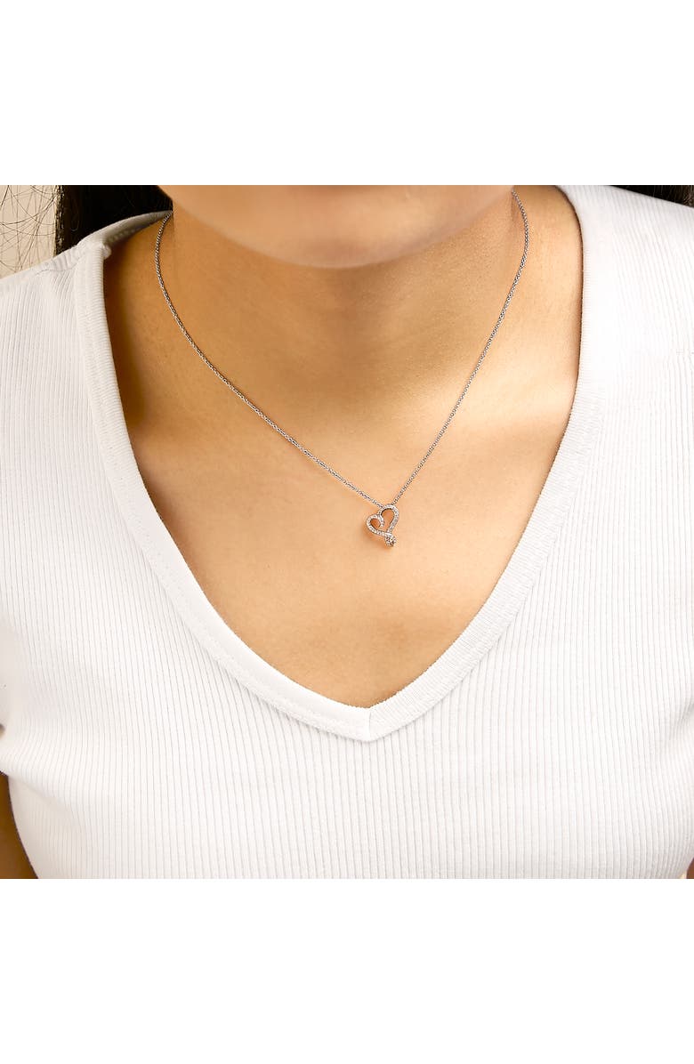 Haus of Brilliance 14k Rose Gold Plated Silver 1/10 Cttw Diamond Open Heart Pendant Necklace, Alternate, color, White Gold Over Silver