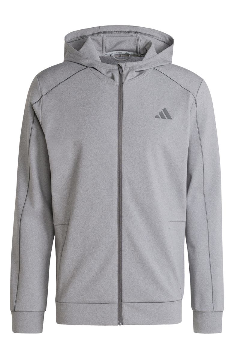 adidas Puremotion Zip-Up Hooded Jacket, Alternate, color, Grey Five Melange