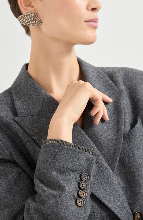 Brunello Cucinelli Flannel Blazer Dress With Monili In Gray