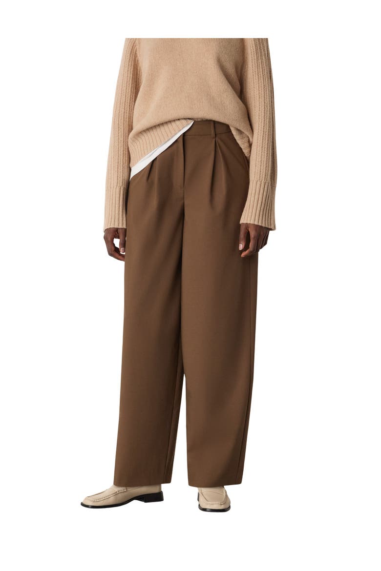 Wool Blend Barrel Pants, Main, color, Brown