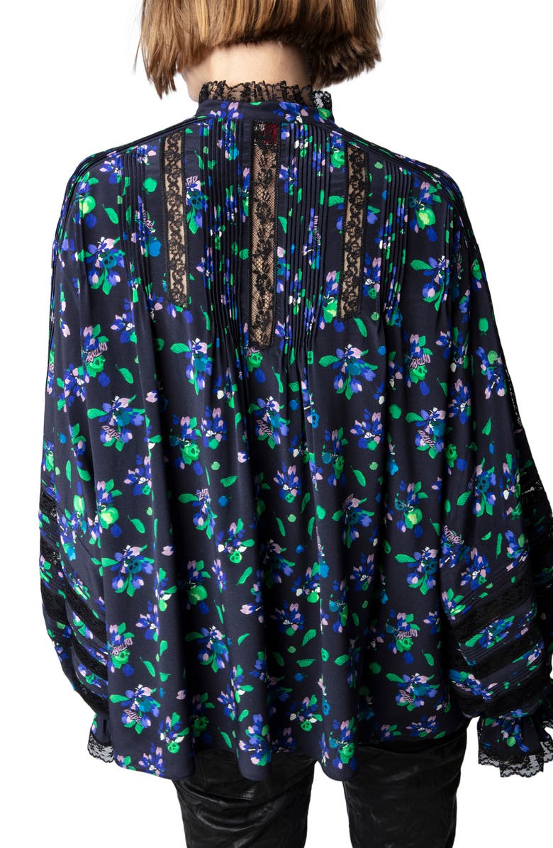 Zadig & Voltaire Tritelia Bianca Floral Silk Crêpe de Chine Blouse, Alternate, color, 