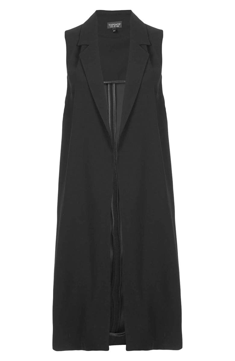 Topshop Sleeveless Side Split Coat, Alternate, color, Black