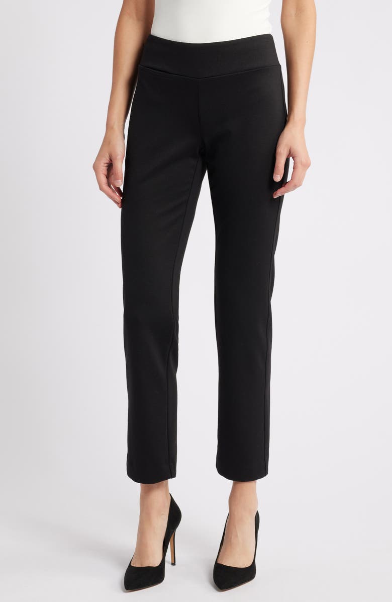 NIC+ZOE Ponte Straight Leg Pants, Main, color, Black Onyx