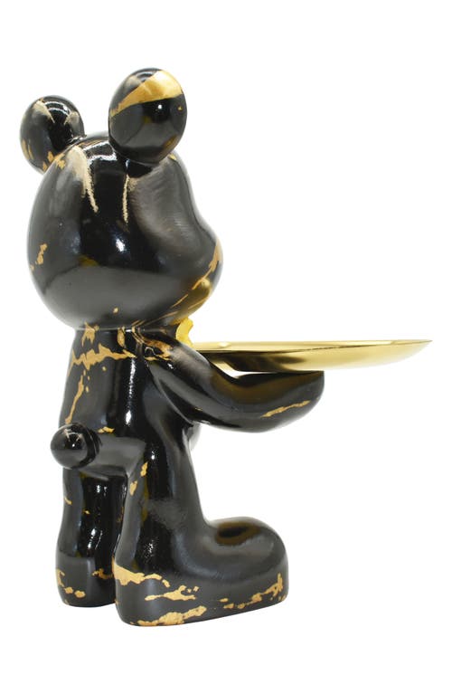 Kinetic Butler Mouse With Tray Sculpture In Black Marble