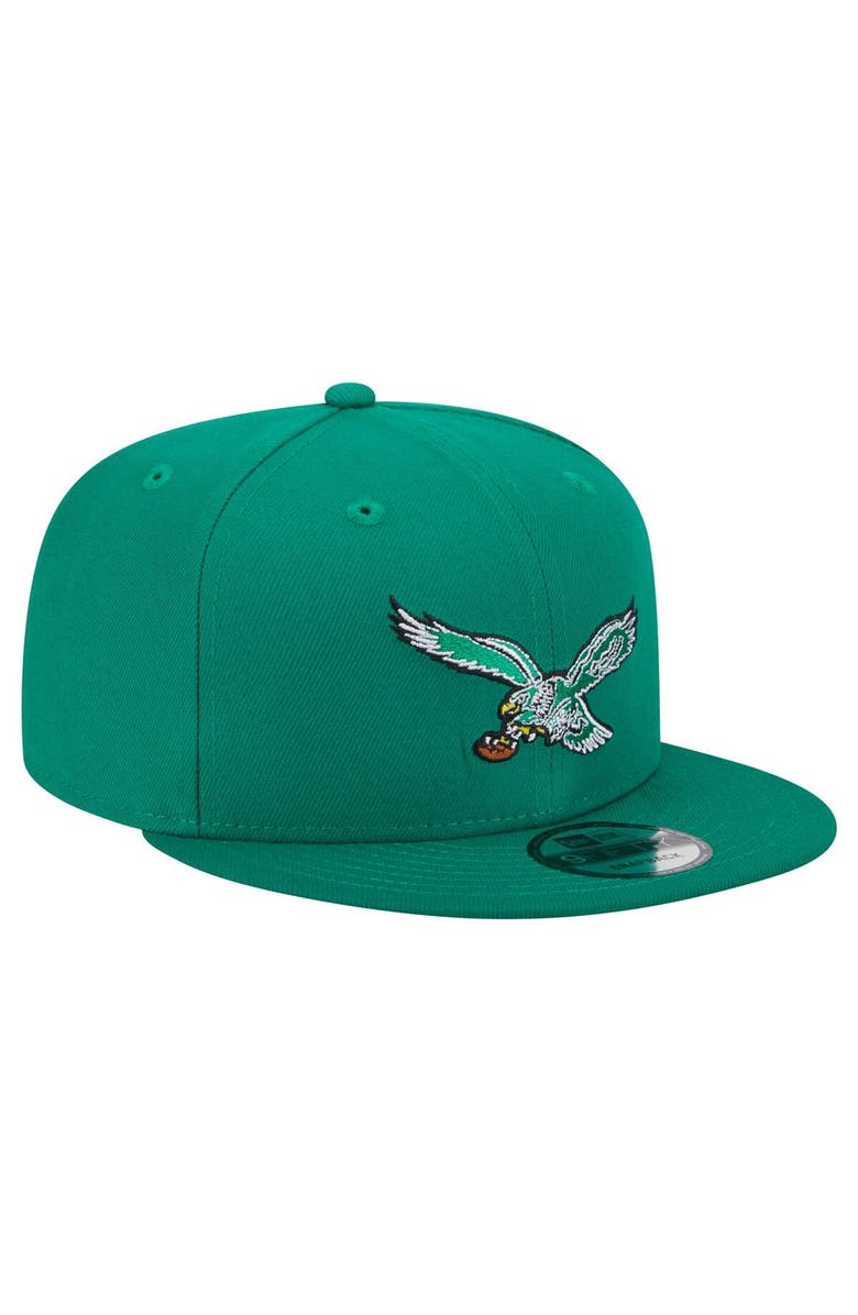 New Era Men's New Era Kelly Green Philadelphia Eagles Historic 9FIFTY Snapback Hat, Alternate, color,