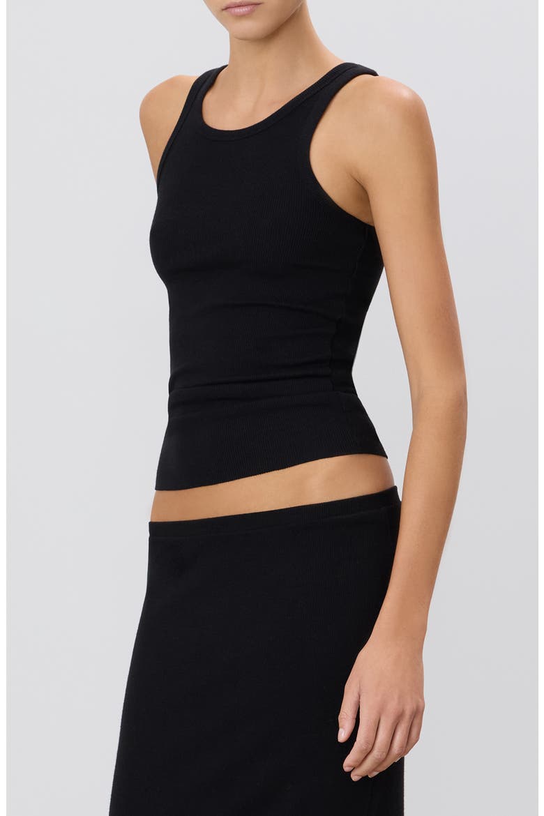 High Neck Fitted Tank, Alternate, color, BLACK