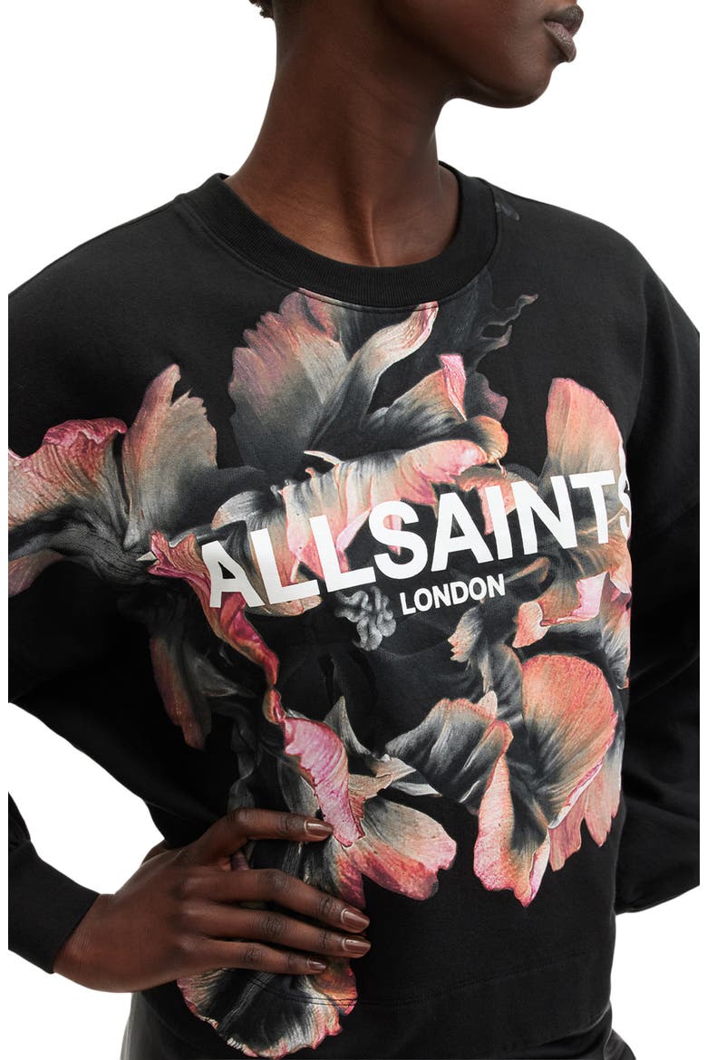 Fleurir Lila Oversize Sweatshirt, Alternate, color, BLACK