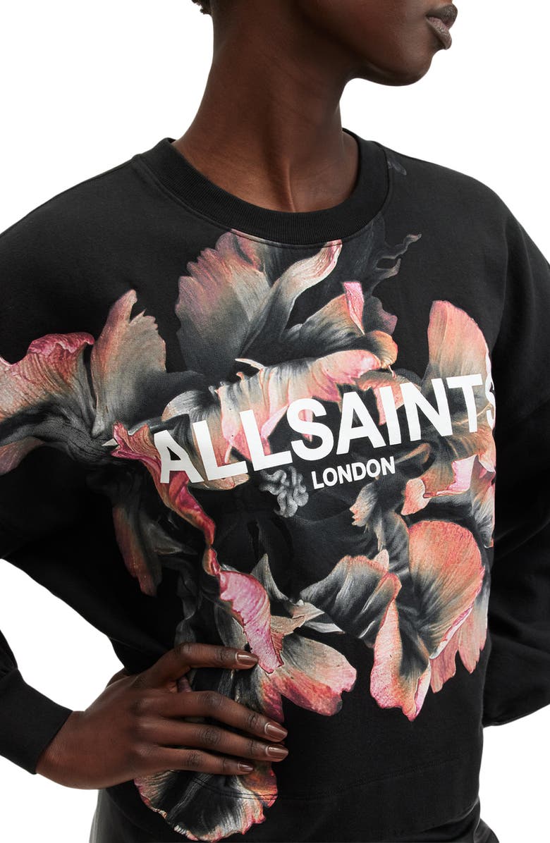 AllSaints Fleurir Lila Oversize Sweatshirt, Alternate, color,
