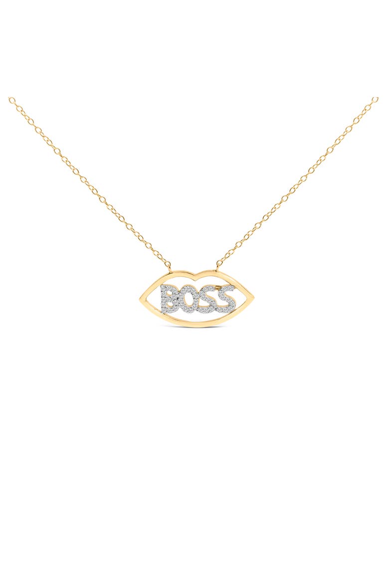 14K Yellow Gold Plated Silver 1/4 Cttw Diamond "Boss" Pendant Necklace, Main, color, Yellow