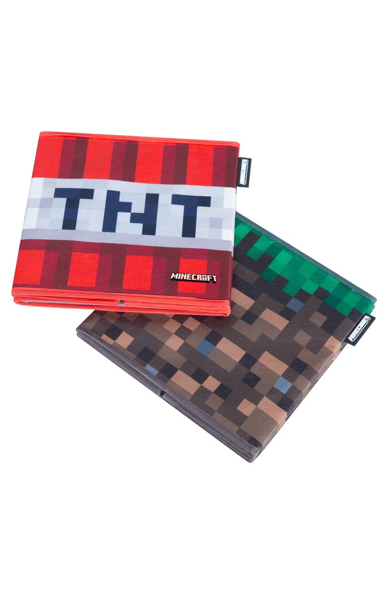 MINECRAFT Fabric Storage Boxes 2 Piece Tnt & Grass Block, 10 Inches, Alternate, color, Multicolored