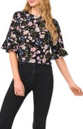 CeCe Floral Ruffle Cuff Top