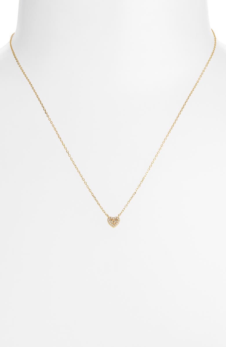 ARGENTO VIVO Pavé Cubic Zirconia Mini Heart Pendant Necklace, Alternate, color, Gold
