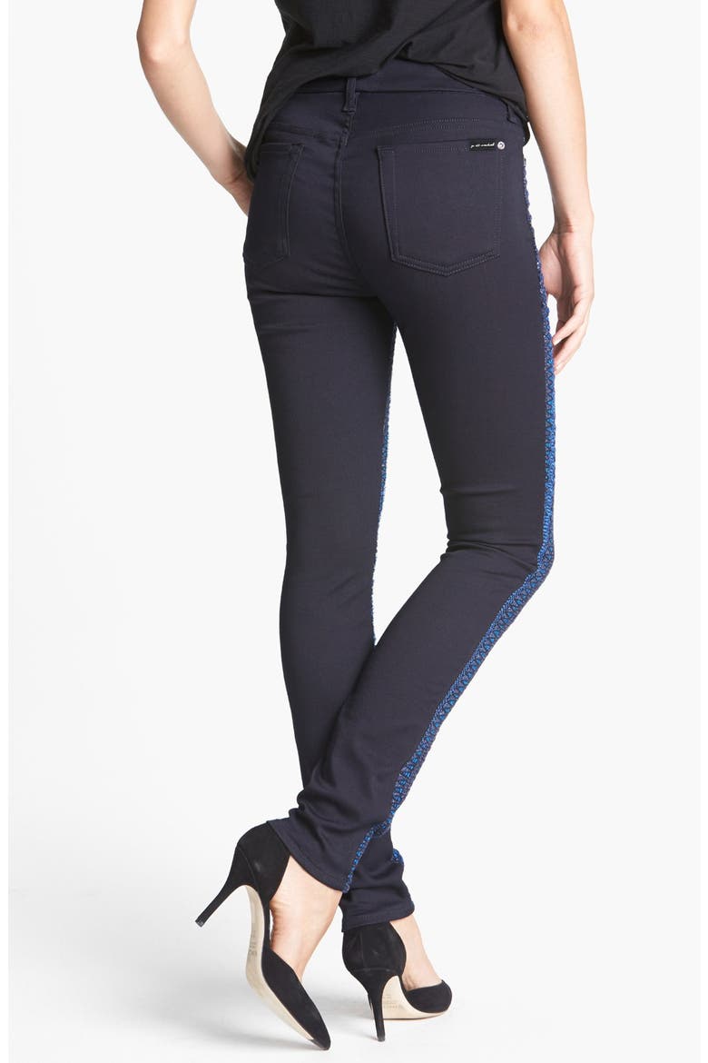 7 For All Mankind® 'Malhia Kent - The Pieced Skinny' Jacquard Jeans, Alternate, color, BLUE METALLIC STRIPE TWEED