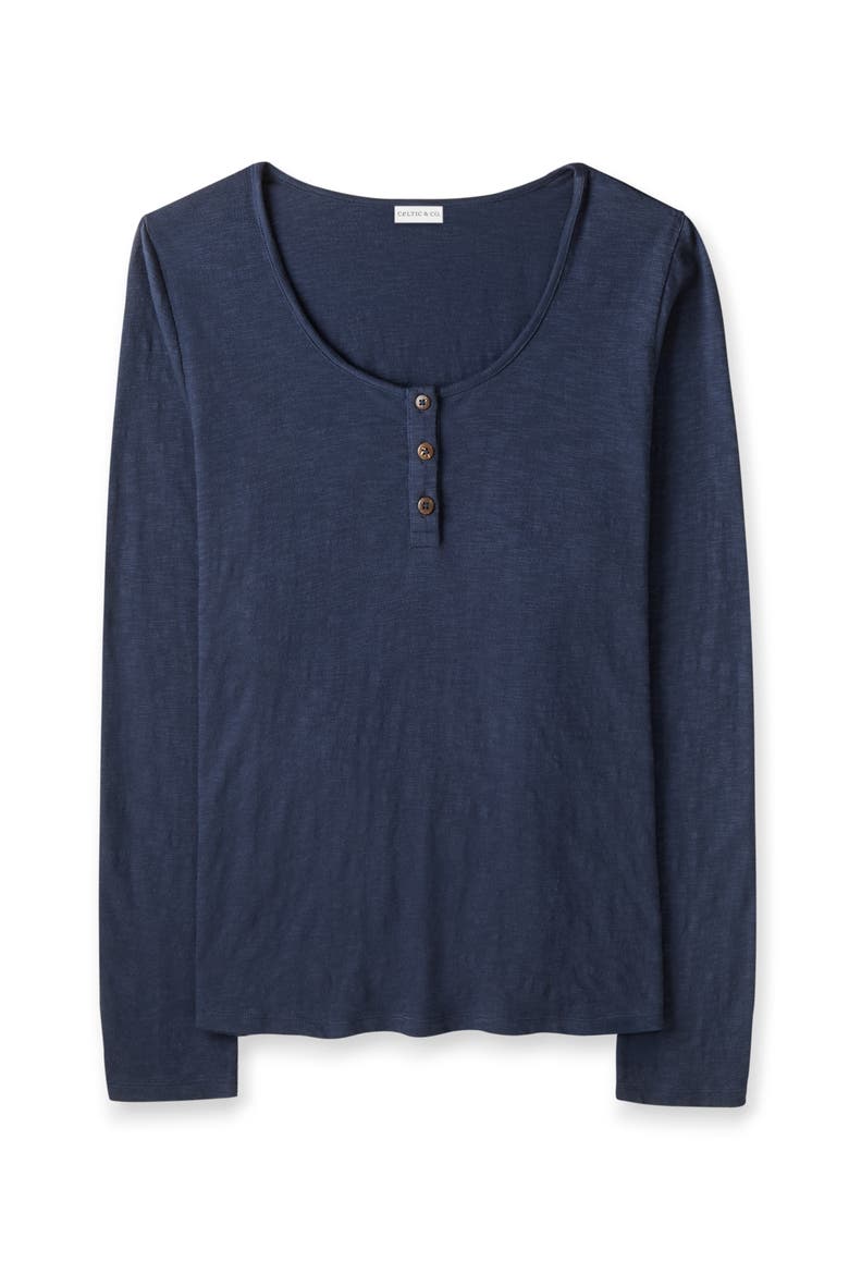 Slub Jersey Scoop Neck Henley Top, Alternate, color, DARK NAVY