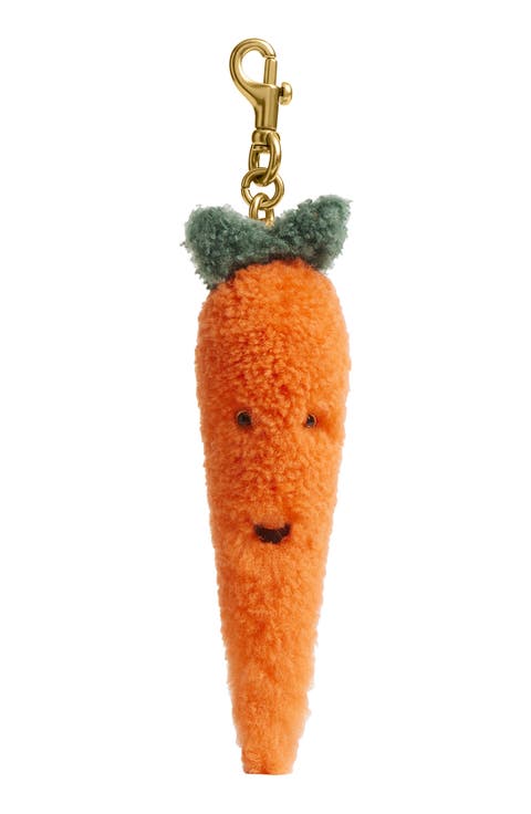 Carrot Plush Genuine Shearling Bag Charm
