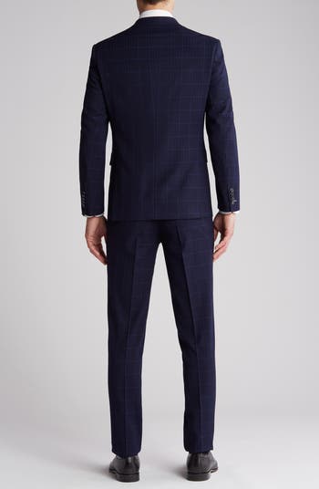Plaid Trim Fit Notch Lapel Two-Piece Suit