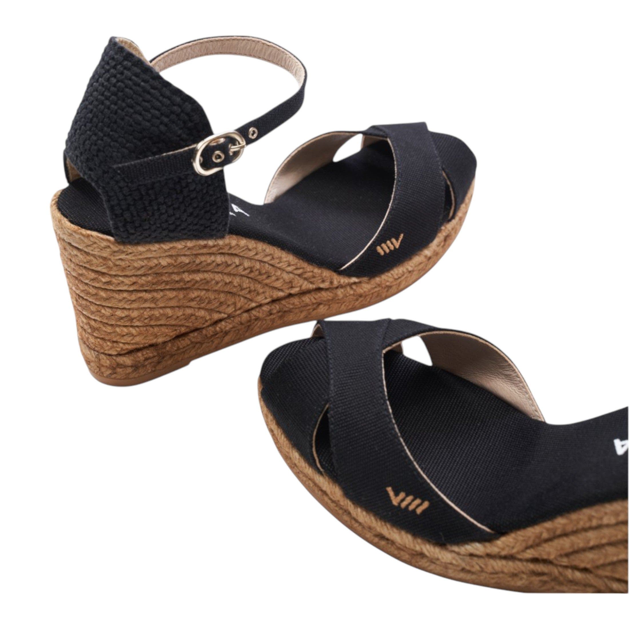 VISCATA Aiguablava Canvas Espadrille Sandal Wedges, Alternate, color, Black