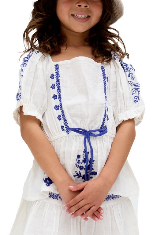 Raffya Kids Kids Ally Peplum Embroidered Blouse In Multi