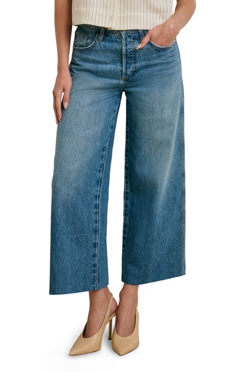The Masha Raw Hem Super High Waist Crop Wide Leg Jeans (Cortez)