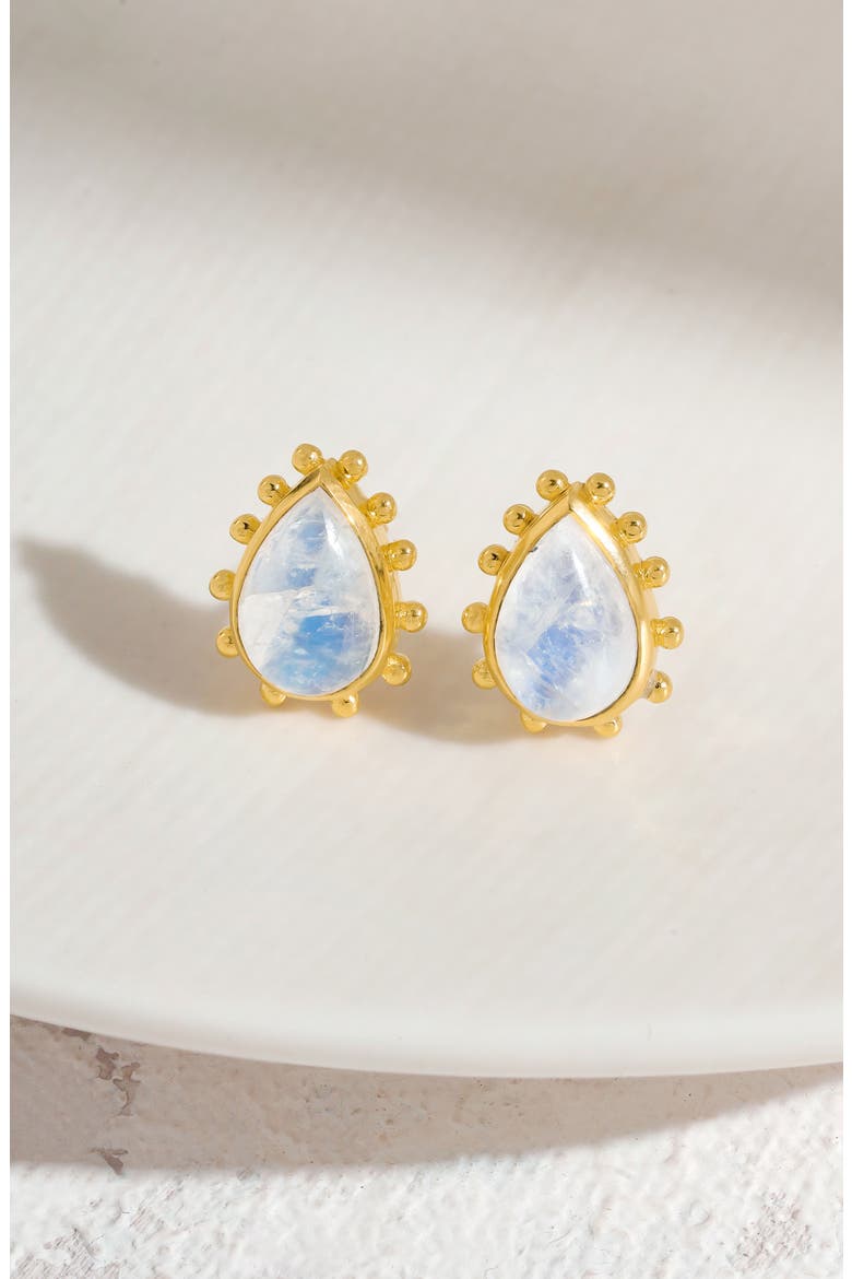 Pear Stud Earrings, Alternate, color, BLUE