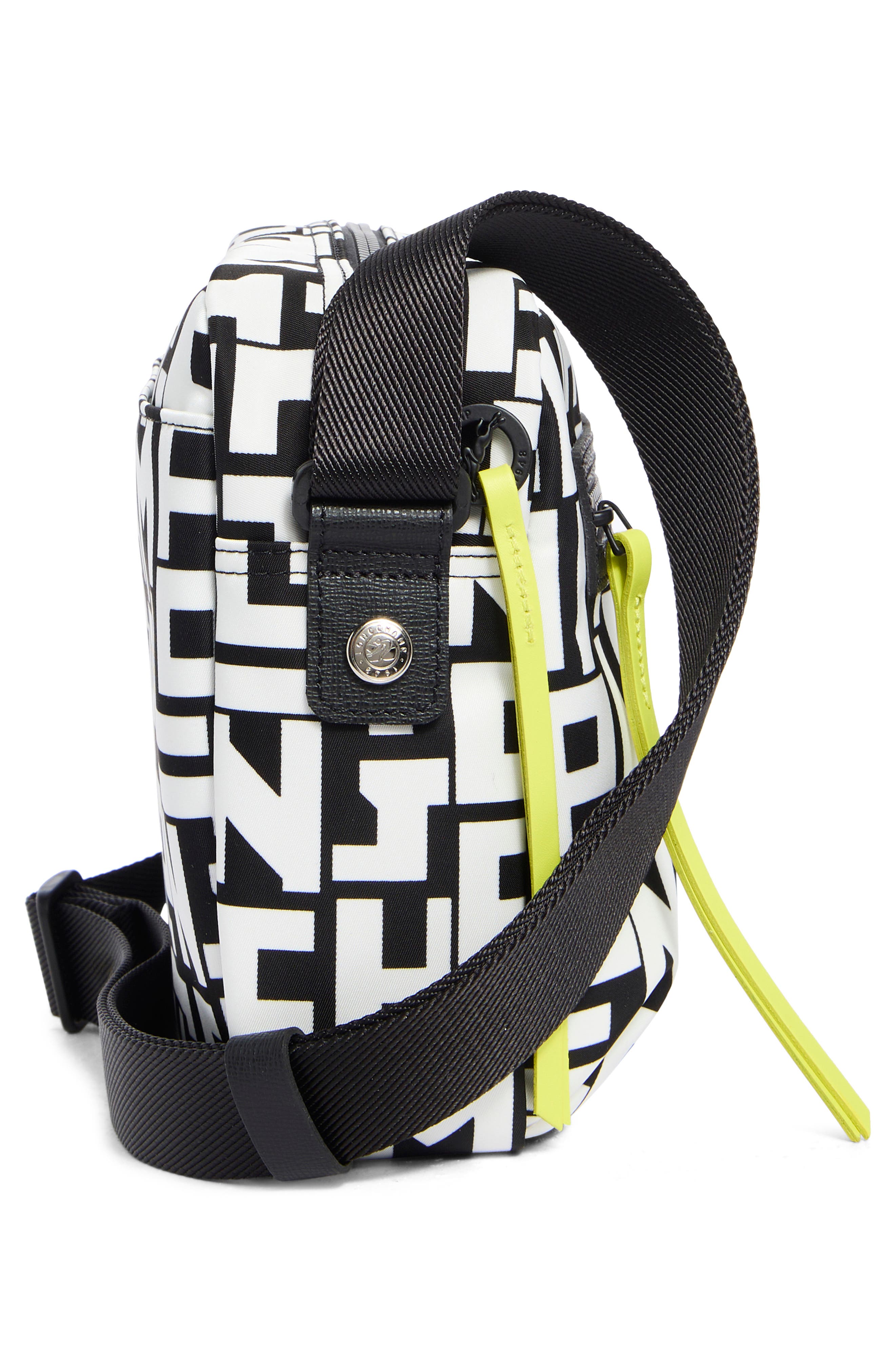 Longchamp Le Pilage Medium Camera Bag, Alternate, color, Black/White