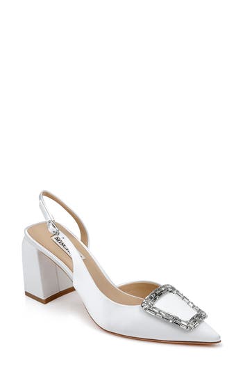 Badgley Mischka Collection Adaline Slingback Pointed Toe Pump In White