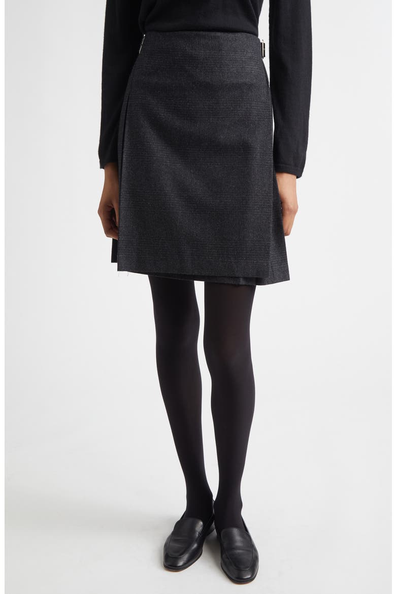 x Le Kilt Glen Plaid Wool & Cashmere Kilt Skirt, Main, color, CHARCOAL / GREY SHADOW CHECK