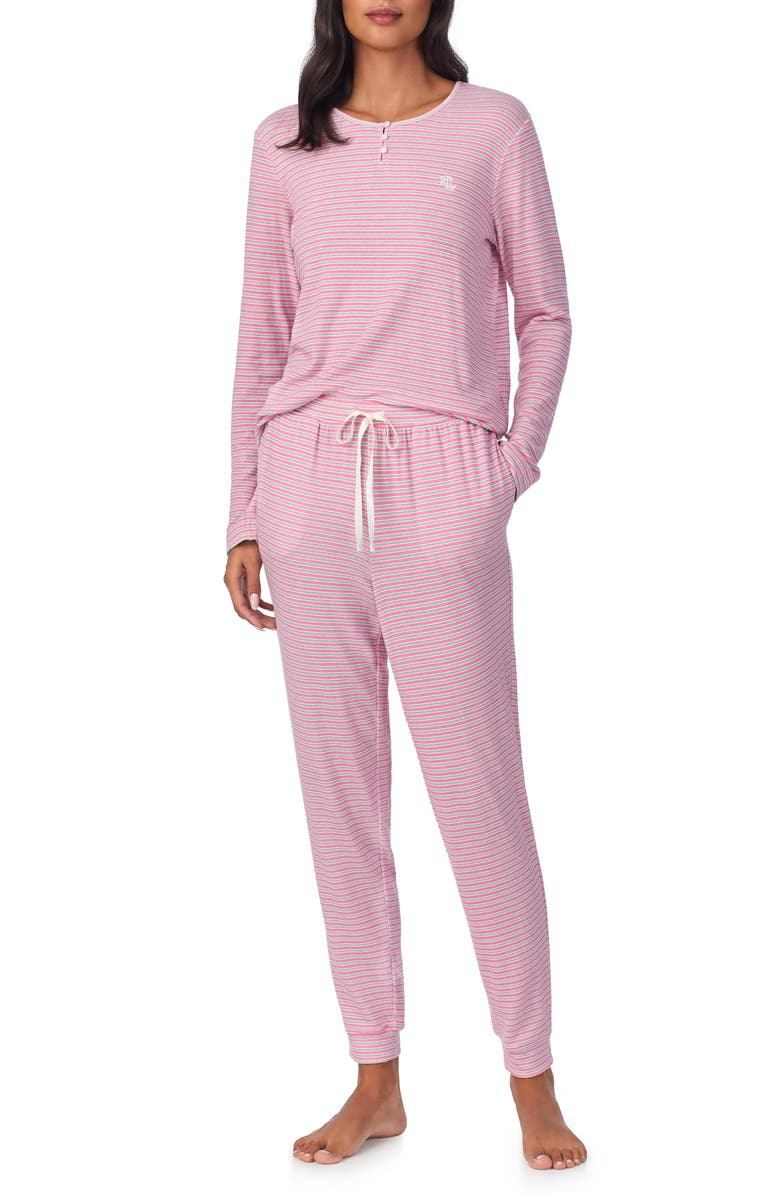 Lauren Ralph Lauren Stripe Henley Pajamas, Alternate, color,