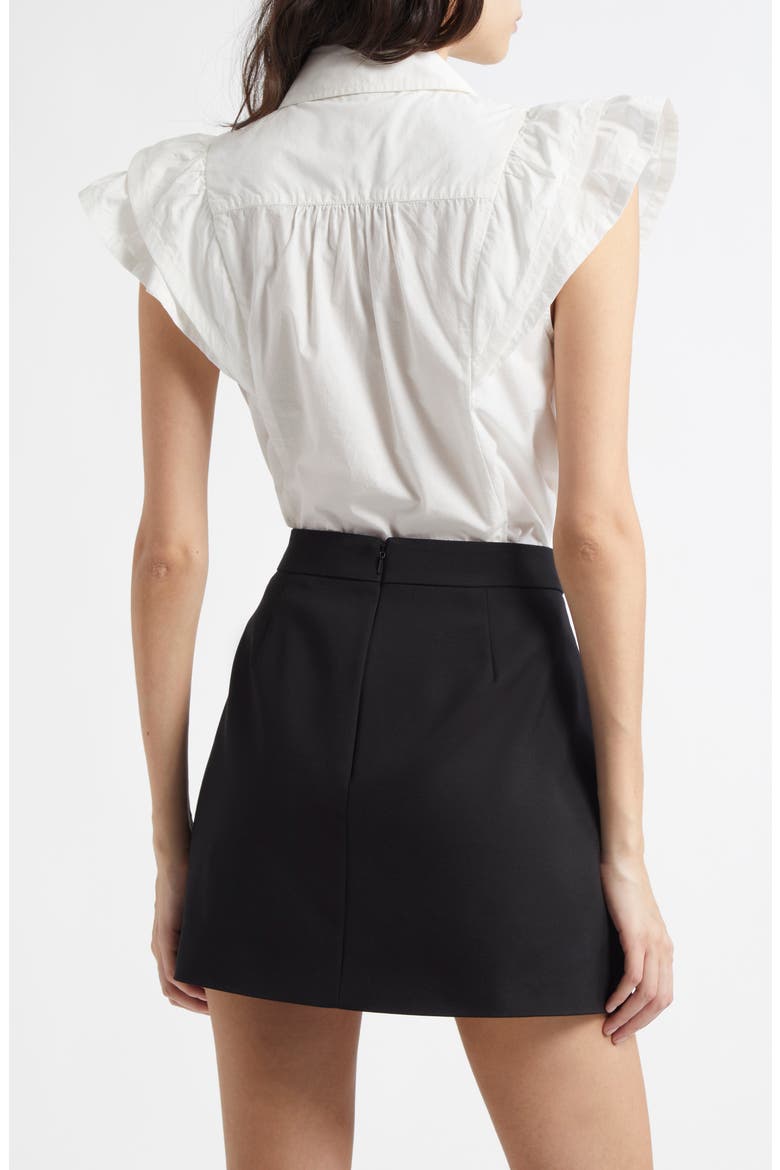 Marceline Flutter Sleeve Cotton Shirt, Alternate, color, WHITE