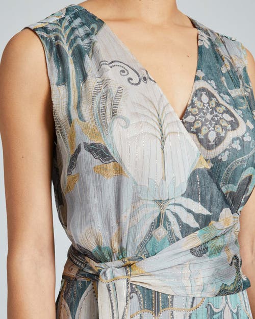 Santorelli Velia Faux Wrap Dress In Indigo Multi