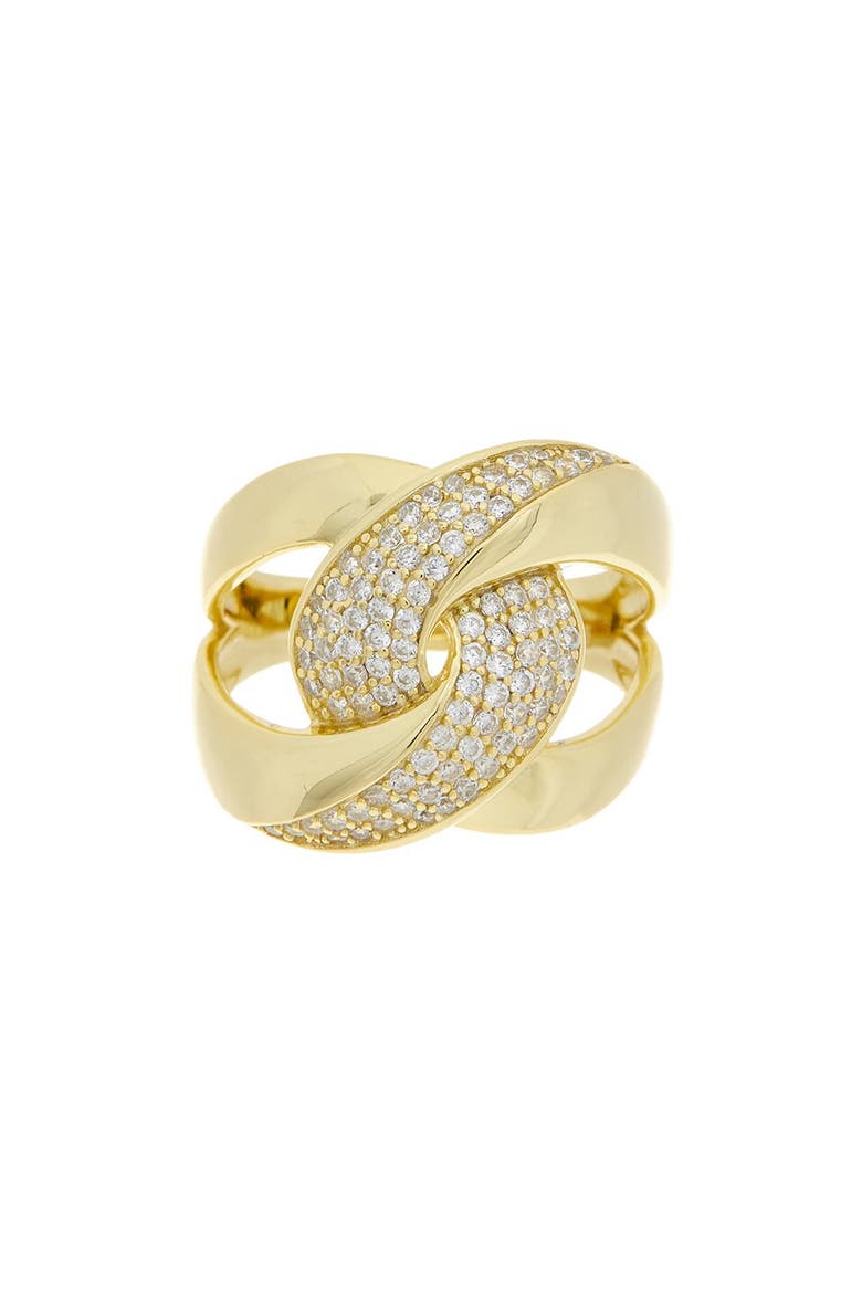 Pavé Cubic Zirconia Knot Ring, Main, color, YELLOW GOLD