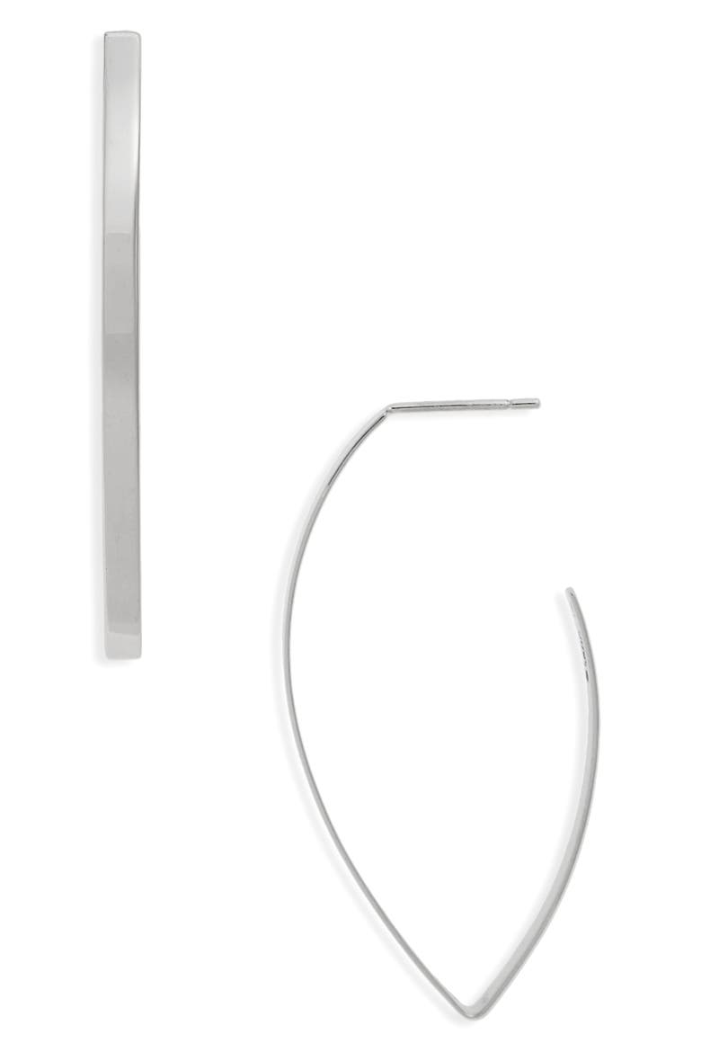 Blake 14K Gold Marquise Hoop Earrings, Main, color, WHITE GOLD