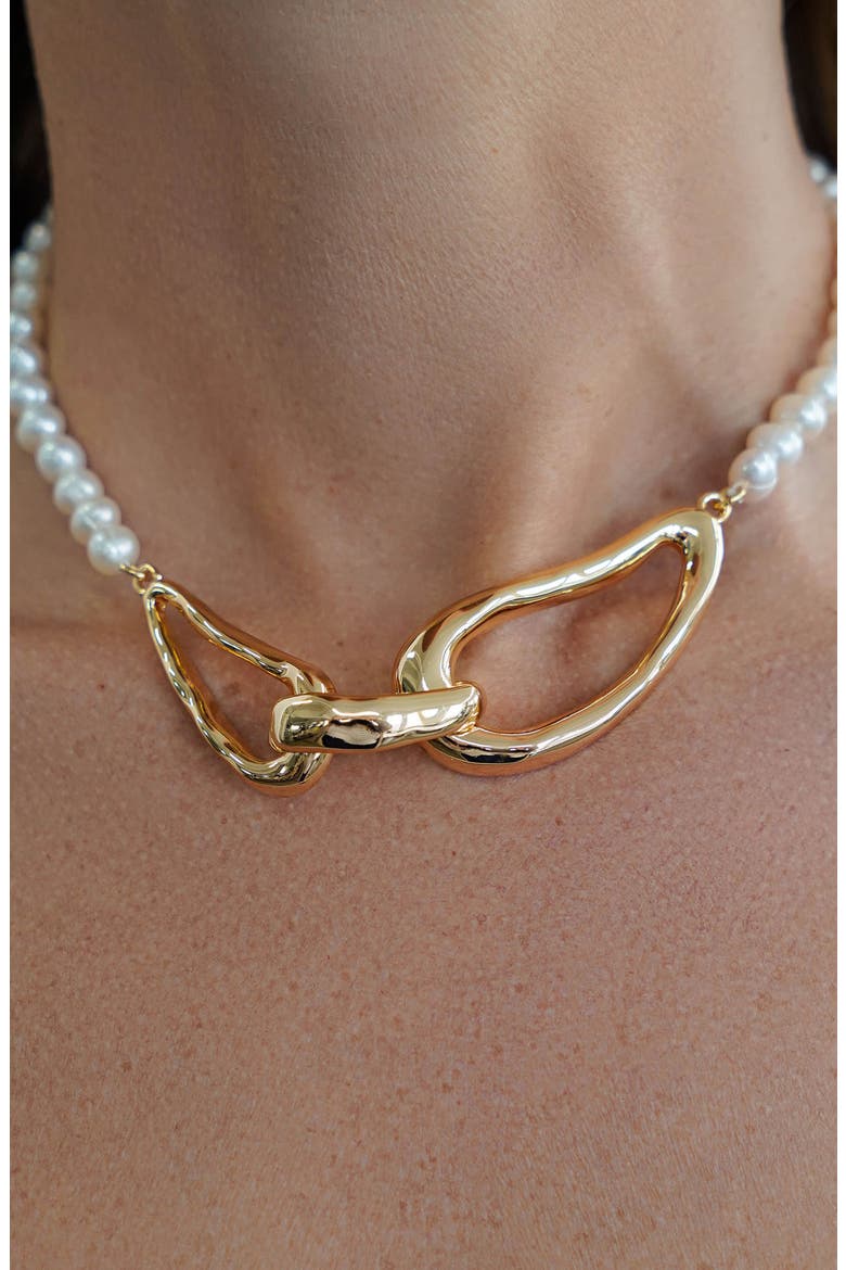 Molten Muse Freshwater Pearl Necklace, Alternate, color, GOLD