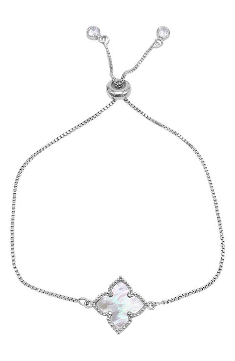 Four Point Mother of Pearl Flower Bolo Bracelet