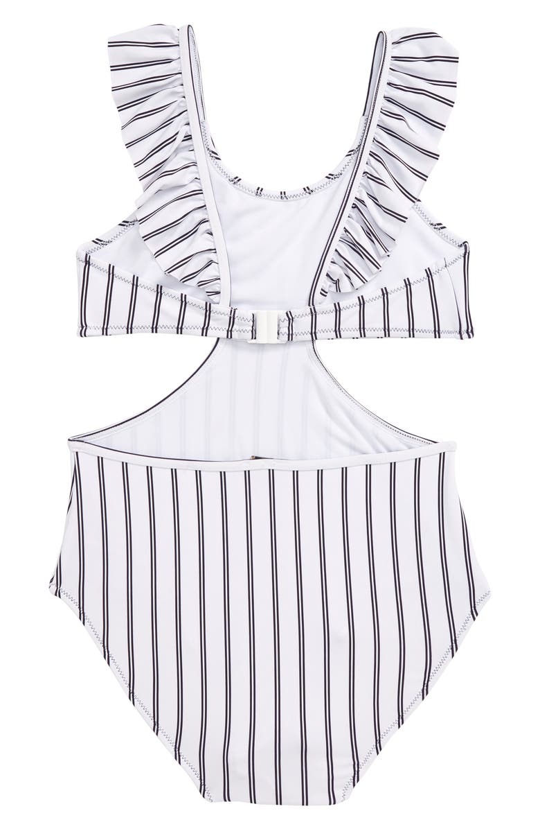 Habitual Girl Habitual Ruffle Stripe One-Piece Swimsuit, Alternate, color, 