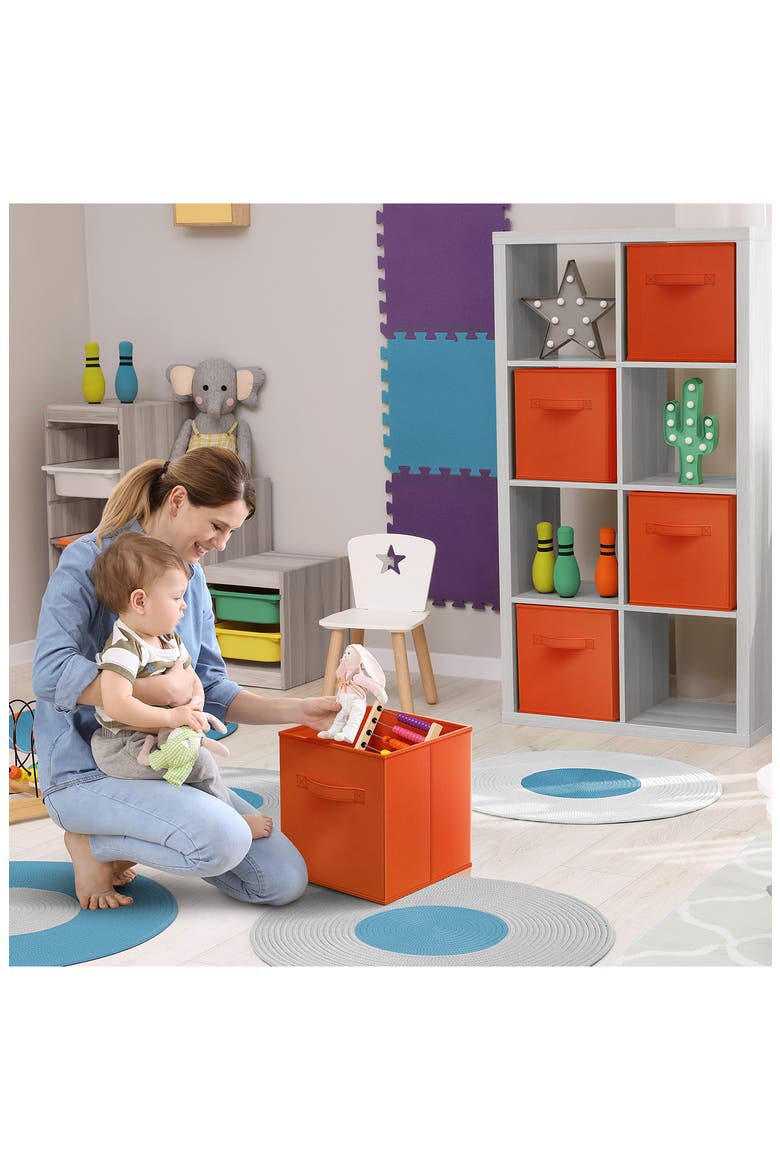 Large Collapsible Storage Cube, Alternate, color, ORANGE