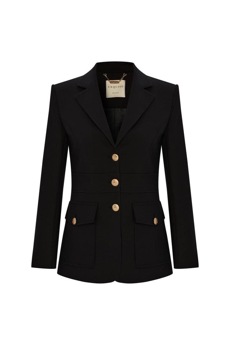 Antigone Fitted Pocket Jacket, Main, color, BLACK
