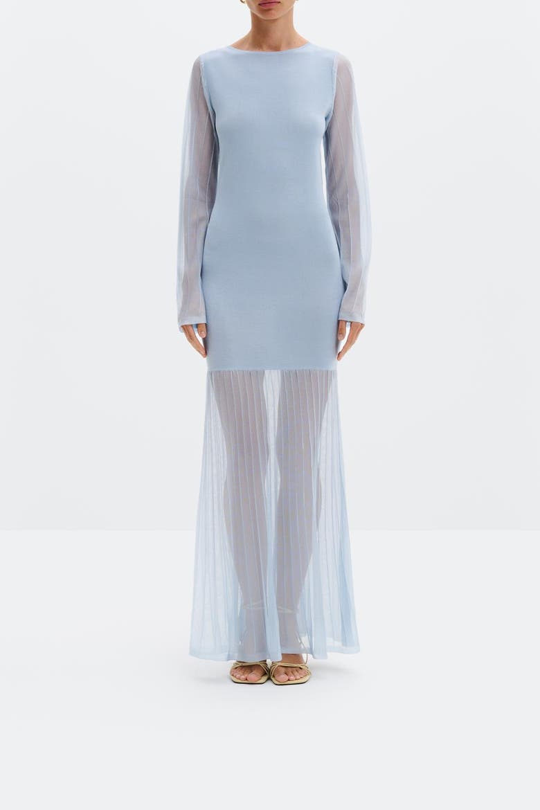 Haisley Sheer Knitted Maxi Dress, Alternate, color, Sky
