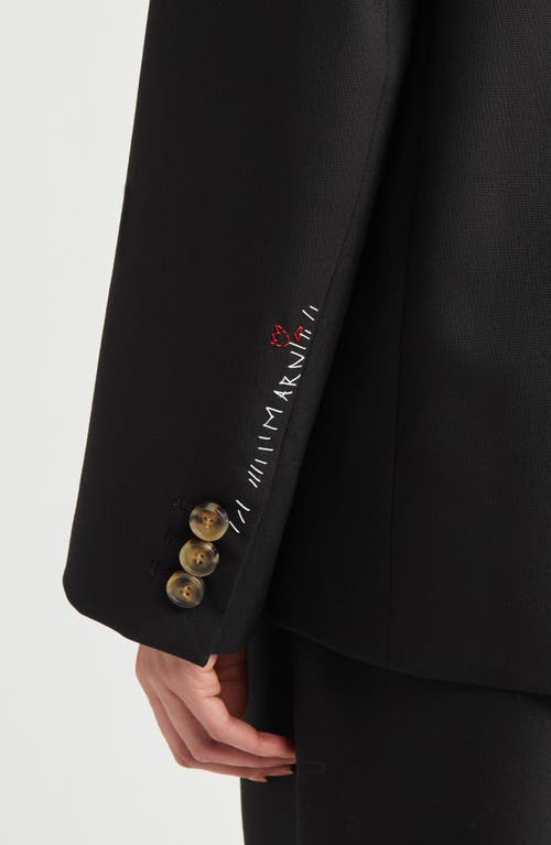 Marni Mending Logo Single Breasted Tropical Wool Blazer In Black