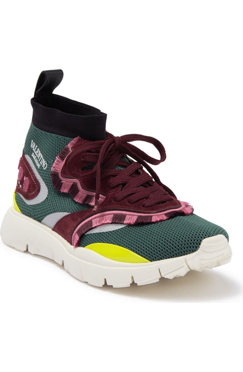 Valentino Garavani Fringe Sock Stretch Sneaker, Main, color,