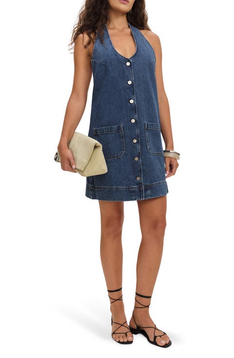 Brittany Halter Denim Minidress