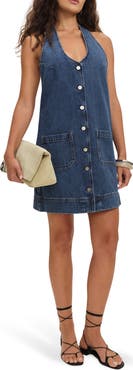 Reformation Brittany Halter Denim Minidress