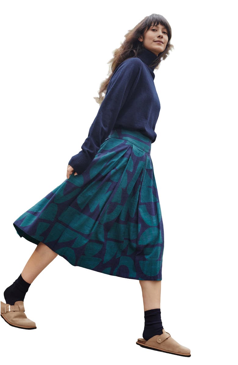 Celtic & Co. Box Pleated Midi Skirt, Alternate, color, Geo Shapes